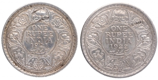 Silver One Rupee Coins of King George V of Bombay Mint of 1921 and 1922.