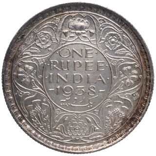 Silver One Rupee Coin of King Georege VI of Bombay Mint of 1938.