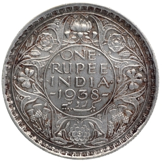 Silver One Rupee Coin of King George VI of Bombay Mint of 1938.