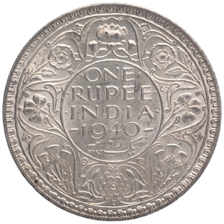 Silver One Rupee Coin of King George VI of Bombay Mint of 1940.