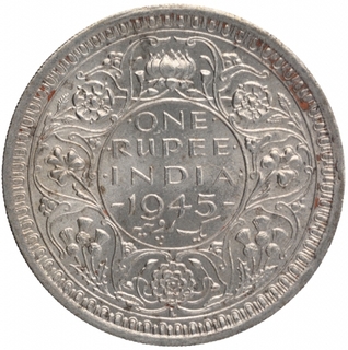 Silver One Rupee Coin of King George VI of Lahore Mint of 1945.