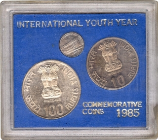 UNC Set of International Youth Year of Calcutta Mint of 1985.