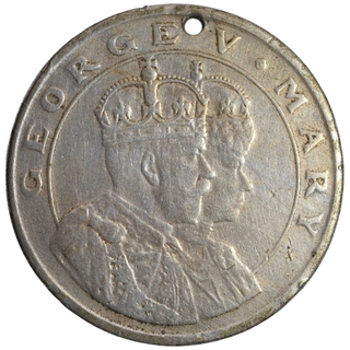 Copper Nickel Coronation Durbar Medallion of King George V of United Kingdom.