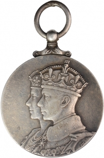 Silver Coronation Medallion of King George VI of United Kingdom.