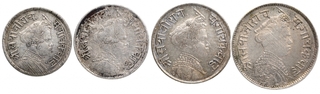 Set of Four Silver Coins of Sayaji Rao III of Baroda State.