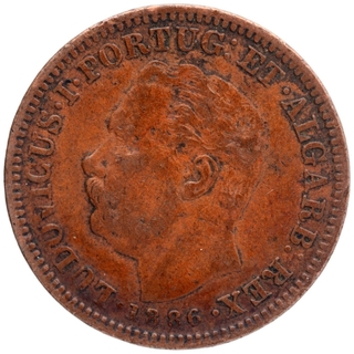 Copper Quarter Tanga Coin of Luiz I of Indo Portuguese.