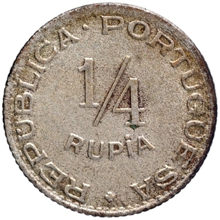 Copper Nickel Quarter Rupia Coin of Indo Portuguese.