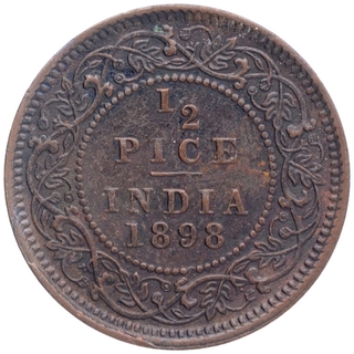 Copper Half Pice Coin of Victoria Empress of Calcutta Mint of 1898.