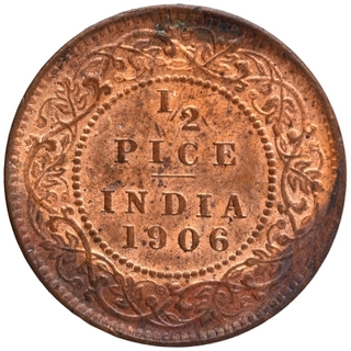 Copper Half Pice Coin of King Edward VII of Calcutta Mint of 1906.