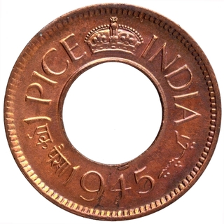 Bronze One Pice Coin of King George VI of Calcutta Mint of 1945.