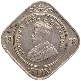 Copper Nickel Two Annas Coin of King George V of Calcutta Mint of 1918.