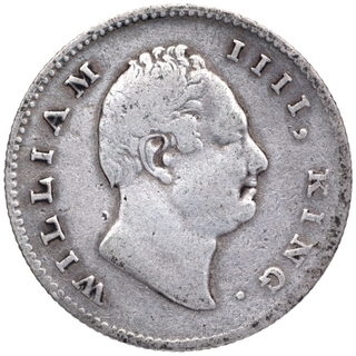 Silver Half Rupee Coin of King William IIII of Calcutta Mint of 1835.