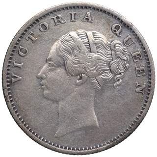 Silver Half Rupee Coin of Victoria Queen of Bombay Mint of 1840.