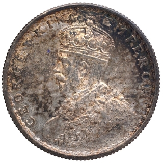 Silver Half Rupee Coin of King George V of Calcutta Mint of 1927.