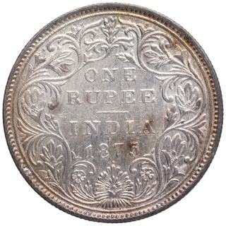 Silver One Rupee Coin of Victoria Queen of Bombay Mint of 1875.