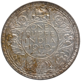 Silver One Rupee Coin of King George VI of Bombay Mint of 1940.