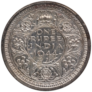 Silver One Rupee Coin of King George VI of Bombay Mint of 1944.