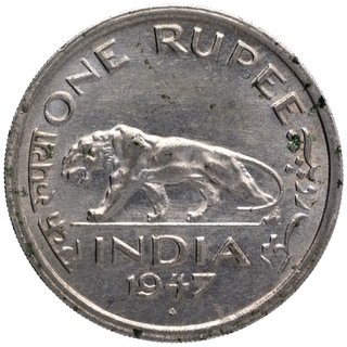 Nickel One Rupee Coin of King George VI of Bombay Mint of 1947.