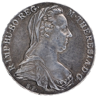 Silver Thaler Coin of Maria Theresia of Austria.