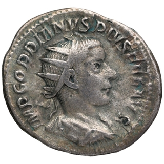 Silver Denarius Coin of Gordiano III of Roman Empire.