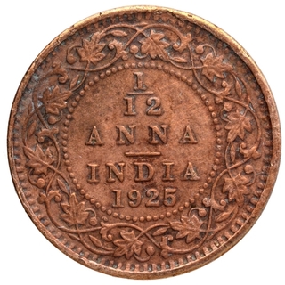 Bronze One Twelfth Anna Coin of King George V of Calcutta Mint of 1925.