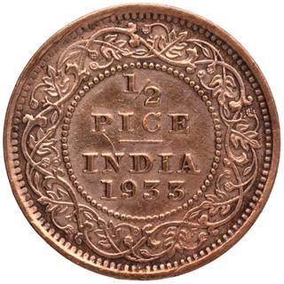 Bronze Half Pice Coin of King George V of Calcutta Mint of 1933.