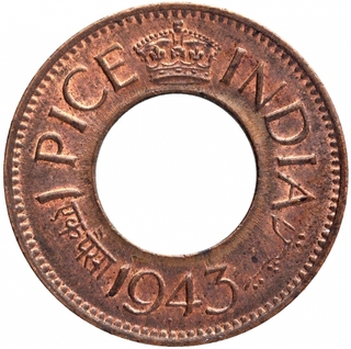 Bronze One Pice Coin of King George VI of Pretoria Mint of 1943.