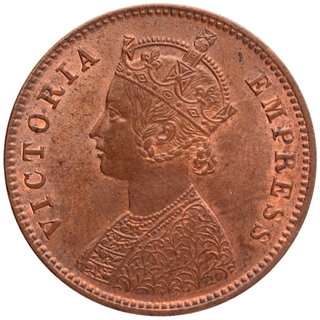 Copper One Quarter Anna Coin of Victoria Empress of Calcutta Mint of 1889.