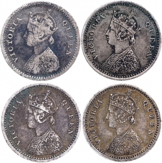 Silver Two Annas Coins of Victoria Queen of Bombay Mint of 1862.