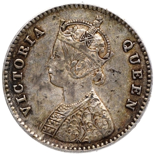 Silver Two Annas Coin of Victoria Queen of Calcutta Mint of 1875.