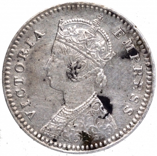 Silver Two Annas Coin of Victoria Empress of Calcutta Mint of 1888.