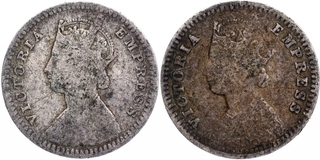 Silver Two Annas Coins of Victoria Empress of Calcutta and Bombay Mint of 1898.