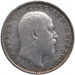 Silver Two Annas Coin of KIng Edward VII of Calcutta Mint of 1905.