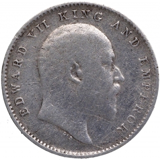 Silver Two Annas Coin of King Edward VII of Calcutta Mint of 1910.