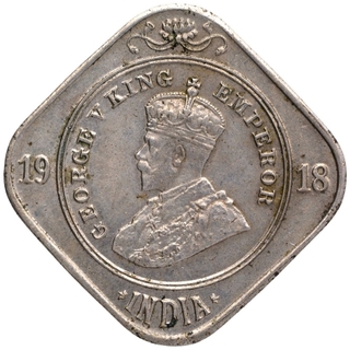 Copper Nickel Two Annas Coin of King George V of Calcutta Mint of 1918.