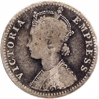 Silver Quarter Rupee Coin of Victoria Empress of Bombay Mint of 1889.