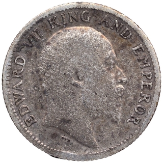 Silver Quarter Rupee Coin of King Edward VII of Calcutta Mint of 1903.