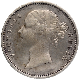 Silver Half Rupee Coin of Victoria Queen of Calcutta Mint of 1840.