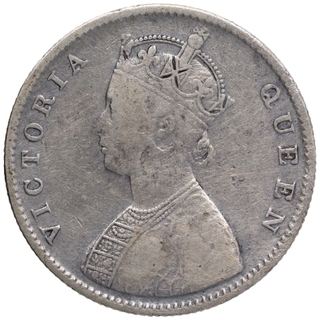 Silver Half Rupee Coin of Victoria Queen of Bombay Mint 1862.