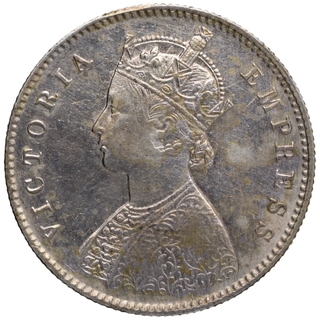 Silver Half Rupee Coin of Victoria Empress of Calcutta Mint of 1892.