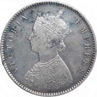 Silver Half Rupee Coin of Victoria Empress of Calcutta Mint of 1894.