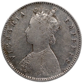 Silver Half Rupee Coin of Victoria Empreess of Calcutta Mint of 1894.