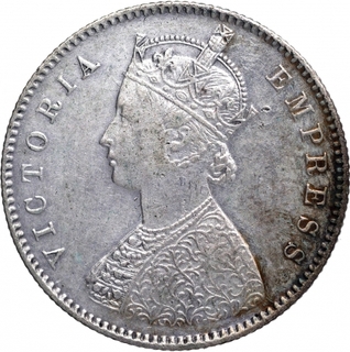 Silver Half Rupee Coin of Victoria Empress of Calcutta Mint of 1899.