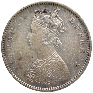 Silver Half Rupee Coin of Victoria Empress of Bombay Mint of 1899.