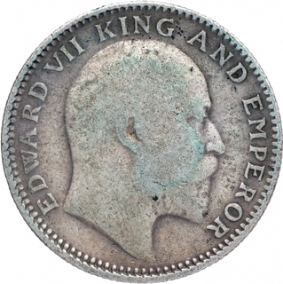 Silver Half Rupee Coin of King Edward VII of Calcutta Mint of 1907.