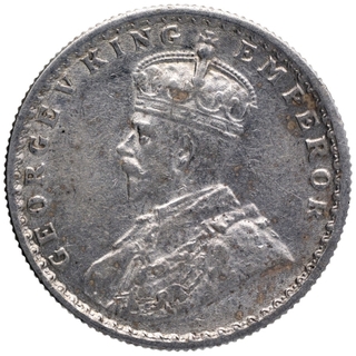 Silver Half Rupee Coin of King George V of Bombay Mint of 1916.