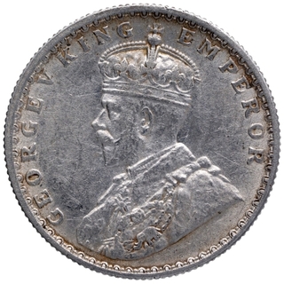 Silver Half Rupee Coin of King George V of Bombay Mint of 1917.