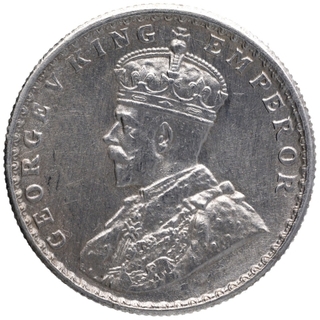 Silver Half Rupee Coin of King George V of Bombay Mint of 1918.