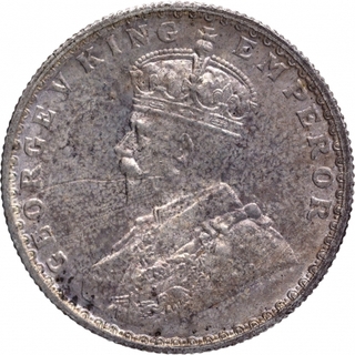 Silver Half Rupee Coin of King George V of Bombay Mint of 1918.