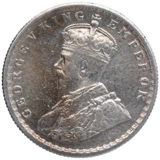 Silver Half Rupee Coin of King George V of Calcutta Mint of 1921.